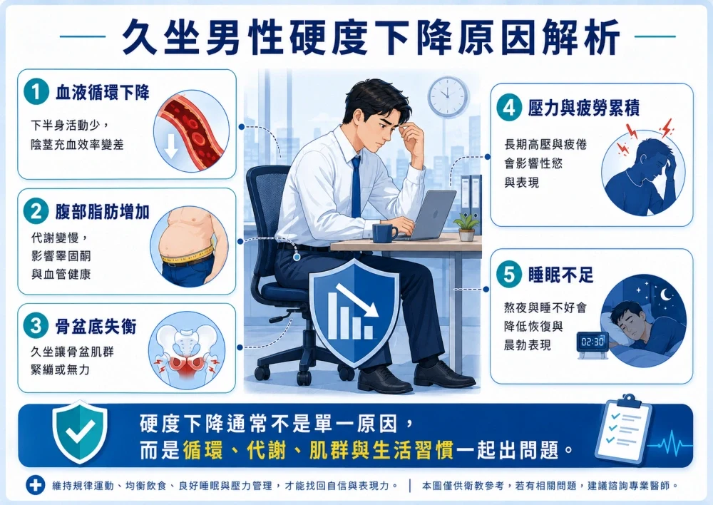 久坐影響血液循環的示意圖